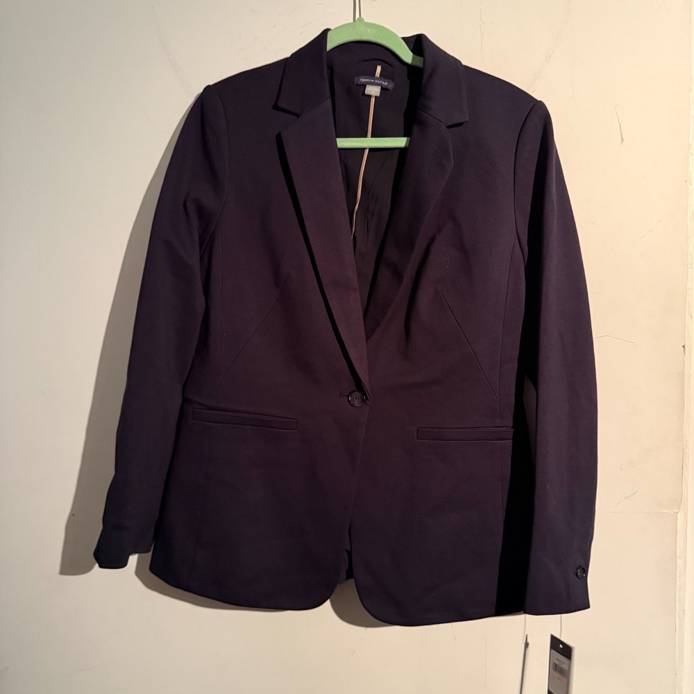 Tommy Hilfiger Women's Solid Navy‎ Blazer Size 10 Chic Professional Capsule NWT